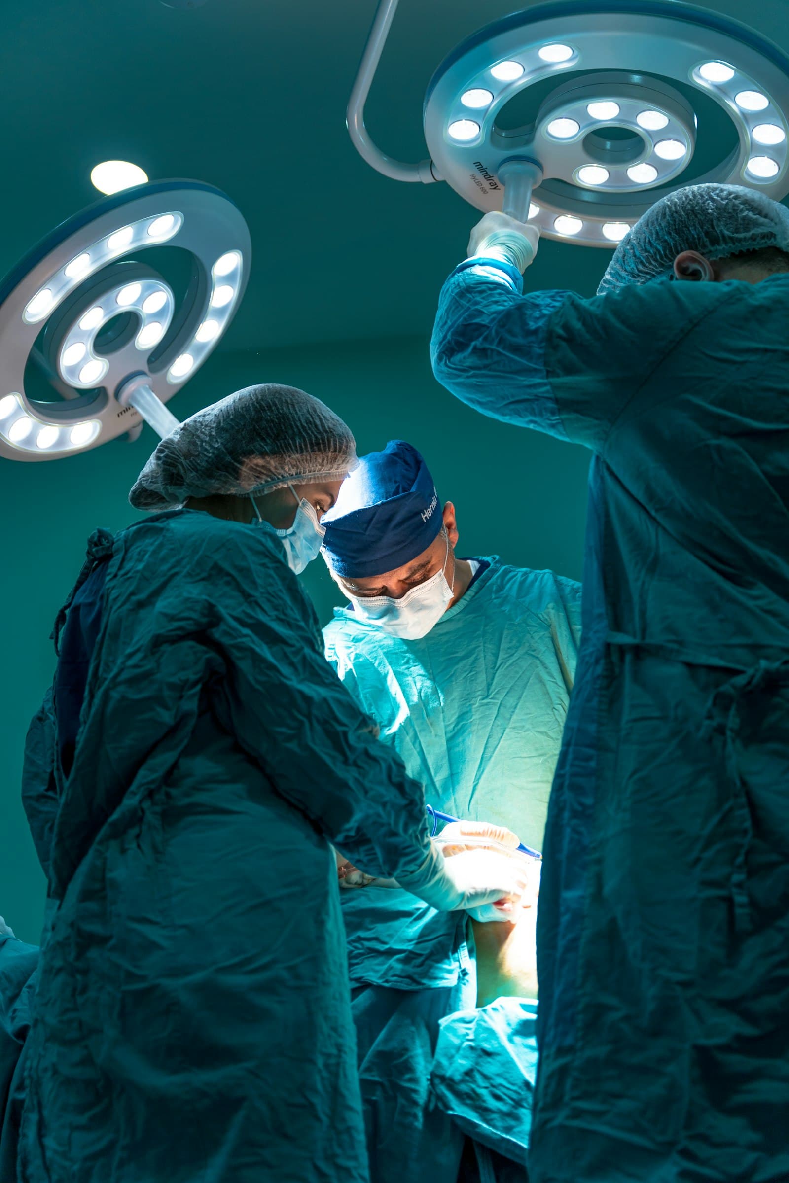 Surgical team performing a procedure